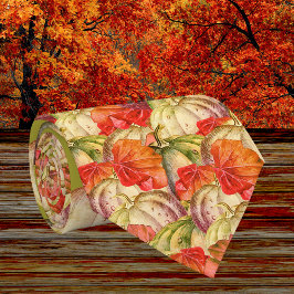 ヴィンテージウォーターカラーカボンプキンズオータム秋オレンジ ネクタイ