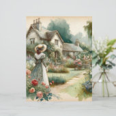 ヴィンテージウォーターカラーカントリーガーデンスクラップブック紙 (スタンド正面)