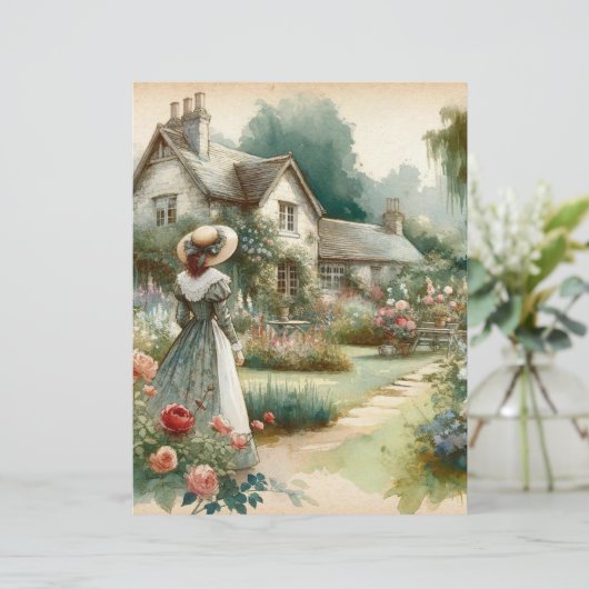 ヴィンテージウォーターカラーカントリーガーデンスクラップブック紙 (スタンド正面)