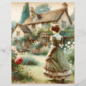 ヴィンテージウォーターカラーカントリーガーデンスクラップブック紙 (裏面)