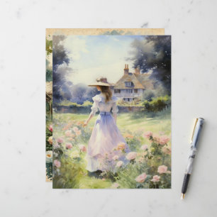 ヴィンテージウォーターカラーカントリーガーデンスクラップブック紙