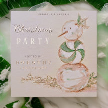 ヴィンテージウォーターカラーキャンディ雪だるまクリスマスパーティー