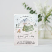 ヴィンテージウォーターカラーキャンピングバースデーパーティー ポストカード (スタンド正面)