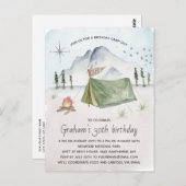 ヴィンテージウォーターカラーキャンピングバースデーパーティー ポストカード (正面/裏面)