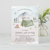 ヴィンテージウォーターカラーキャンピング誕生日パーティー 招待状 (スタンド正面)