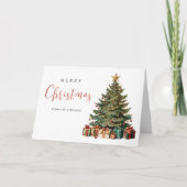 ヴィンテージウォーターカラークリスマスツリーエレガントホリデー カード (正面)