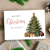 ヴィンテージウォーターカラークリスマスツリーエレガントホリデー カード