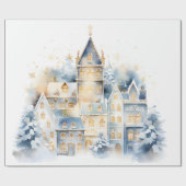 ヴィンテージウォーターカラークリスマスハウスラッピング紙 ラッピングペーパー (フラット)