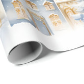 ヴィンテージウォーターカラークリスマスハウスラッピング紙 ラッピングペーパー (ロールコーナー)