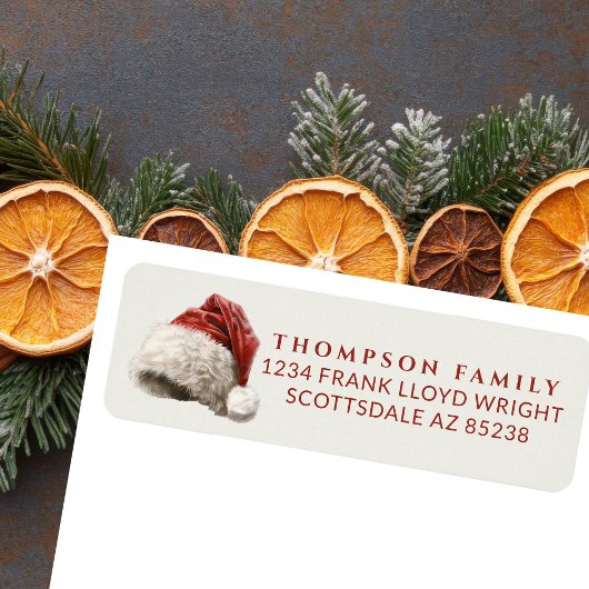 ヴィンテージウォーターカラークリスマスハット差出人住所 ラベル