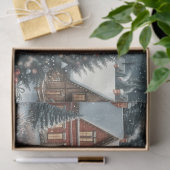 ヴィンテージウォーターカラークリスマスビレッジとトナカイ 薄葉紙 (ギフト)