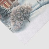 ヴィンテージウォーターカラークリスマスビレッジとトナカイ 薄葉紙 (詳細)