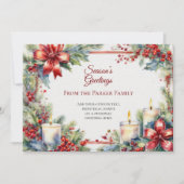 ヴィンテージウォーターカラークリスマスホリデーカード シーズンカード (正面)