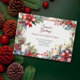 ヴィンテージウォーターカラークリスマスホリデーカード シーズンカード