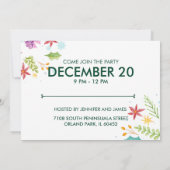 ヴィンテージウォーターカラーグリーンリースクリスマスホリデー 招待状 (裏面)