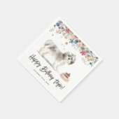 ヴィンテージウォーターカラーグレーシーズー（犬）Tzu誕生日 スタンダードカクテルナプキン (角)