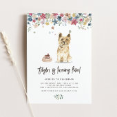 ヴィンテージウォーターカラーケアンテリアードッグ誕生日 招待状