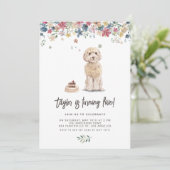 ヴィンテージウォーターカラーコックパプー犬の誕生日パーティー 招待状 (スタンド正面)