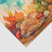 ヴィンテージウォーターカラーサンクスギビングターキーパンプキン 薄葉紙 (詳細)