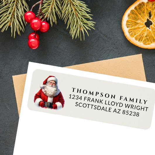 ヴィンテージウォーターカラーサンタクリスマス差出人住所 ラベル