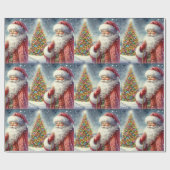 ヴィンテージウォーターカラーサンタクロース ラッピングペーパー (フラット)