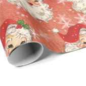 ヴィンテージウォーターカラーサンタレトロ ラッピングペーパー (ロールコーナー)