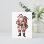 ヴィンテージウォーターカラーサンタ ポストカード (スタンド正面)