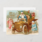 ヴィンテージウォーターカラーサンニッククリスマスグリーティング シーズンポストカード (正面/裏面)