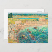 ヴィンテージウォーターカラーシーサイドビーチクリフアート ポストカード (正面/裏面)