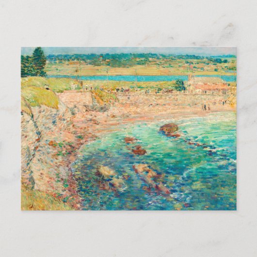 ヴィンテージウォーターカラーシーサイドビーチクリフアート ポストカード (正面)