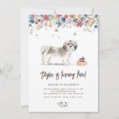 ヴィンテージウォーターカラーシーズー（犬）チドッグ誕生日 招待状 (正面)