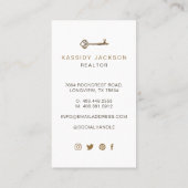 ヴィンテージウォーターカラースケルトン鍵実在エステートホワイト 名刺 (裏面)