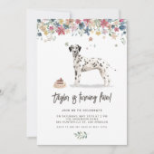 ヴィンテージウォーターカラーダルマティアンドッグバースデーパーティー 招待状 (正面)