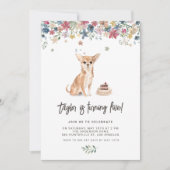 ヴィンテージウォーターカラーチワフアドッグバースデーパーティー 招待状 (正面)