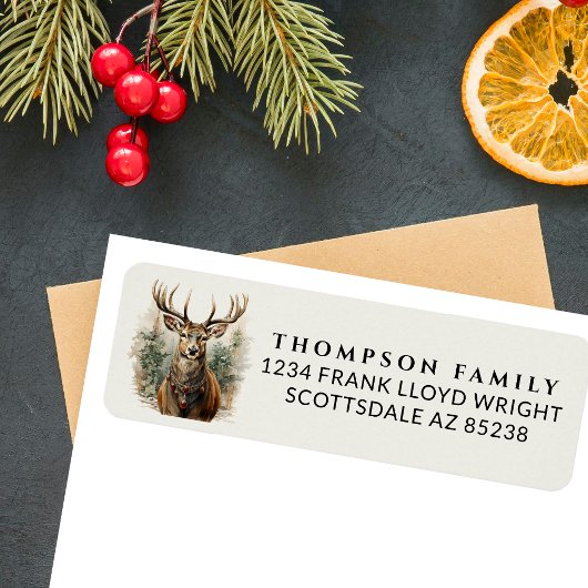 ヴィンテージウォーターカラーディアクリスマス差出人住所 ラベル