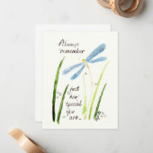 ヴィンテージウォーターカラードラゴンフライ常時記憶文字 ノートカード (正面/裏面インサイチュ)