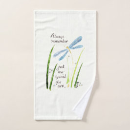 ヴィンテージウォーターカラードラゴンフライ常時記憶文字 ハンドタオル