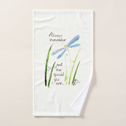 ヴィンテージウォーターカラードラゴンフライ常時記憶文字 ハンドタオル (ハンドタオル)