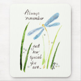 ヴィンテージウォーターカラードラゴンフライ常時記憶文字  マウスパッド