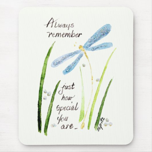 ヴィンテージウォーターカラードラゴンフライ常時記憶文字  マウスパッド (正面)