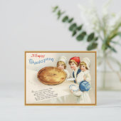 ヴィンテージウォーターカラーハッピーサンクスギビングイラストレーション シーズンポストカード (スタンド正面)