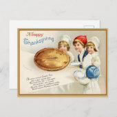 ヴィンテージウォーターカラーハッピーサンクスギビングイラストレーション シーズンポストカード (正面/裏面)