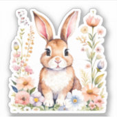 ヴィンテージウォーターカラーバニーラビットイースター シール (正面)