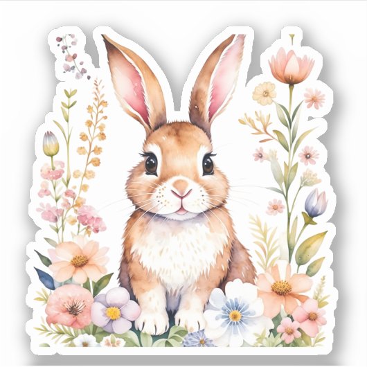 ヴィンテージウォーターカラーバニーラビットイースター シール (正面)