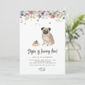 ヴィンテージウォーターカラーパグドッグ誕生日パーティー 招待状 (スタンド正面)