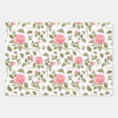 ヴィンテージウォーターカラーパステルピンクローズ ラッピングペーパーシート (正面)