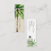 ヴィンテージウォーターカラーパームツリートロピカルエレガント スキニー名刺 (正面/裏面)