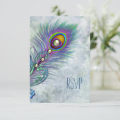 ヴィンテージウォーターカラーピーコックRSVP 出欠カード (スタンド正面)