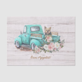 ヴィンテージウォーターカラーフローラ&ヨークシャーテリアドッグ 薄葉紙