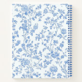 ヴィンテージウォーターカラーブルーフローラフランスのトワールレシピ ノートブック (裏面)